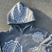 Ensemble sweat à capuche et jogging oversize pour homme, imprimé 3D effet relief toile d'araignée, streetwear, survêtement personnalisé, vente en gros