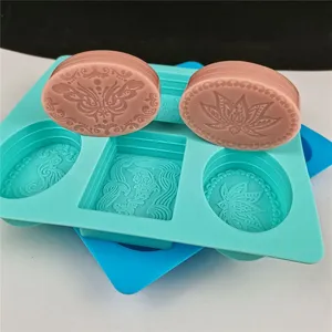 A-1607 diy moldes de sabão quadrado oval, padrão clássico de 6 cavidades para fazer sabão