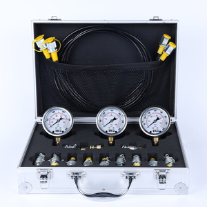 Medidor de Presión de Aceite para Excavadora de Alta Precisión con Once Conectores, Instrumento de Medición de Presión de Fluido de Tres Manómetros Plateado, Fuente Directa - Product Image 3