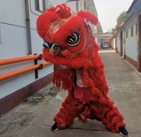Costume de danse du lion authentique de haute qualité pour adultes, en laine, pour le Nouvel An chinois, avec lanterne en peluche de dragon, à vendre