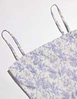Débardeur court à imprimé floral avec bretelles, décolleté halter, volants et laçage, style décontracté d'été pour femme
