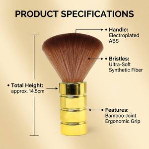 Brosse professionnelle électroplaquée pour barbier, en fibres douces, pour nettoyer le cou, avec manche en bambou, outil de salon - Product Image 2