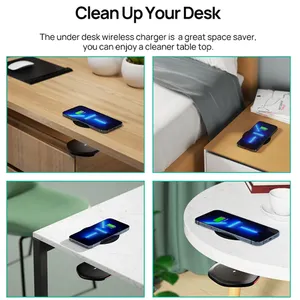 Customized Design Fast 10W Through Table Smart Charging Mobile Phone Wireless Charger Invisible Wireless Charger Under Desk