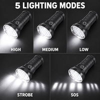Lampe torche tactique LED rechargeable USB-C W5203-1, corps noir, 55 LED, 7500 lumens, 6000 mAh, IP54, alliage d'aluminium, autonomie 4-5h