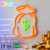 Letrero LED de Neón Personalizado al por Mayor con Diseño de Bolsa de Dinero en Contraste Naranja y Verde para Tienda, Cajero, Blogger Financiero, Luz Temática de Fortuna