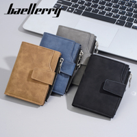 Grosir dompet pria RFID Baellerry dompet pendek sederhana tas tempat kartu Creit untuk Dompet tiga lipat untuk pelajar pria atau anak laki-laki