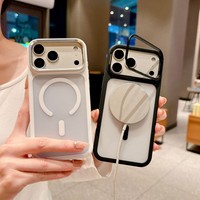 Coque de téléphone unie en TPU + PC avec support d'objectif, magnétique, antidérapante et agréable au toucher pour iPhone 17