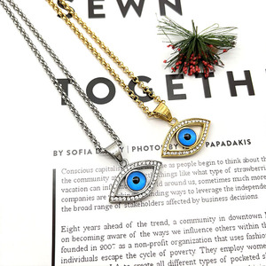 פטינגה אופנה טורקית בסגנון טורקית שרשרת תליון עיניים מרושעת תליון קסם מצופה זהב לנשים - Product Image 2