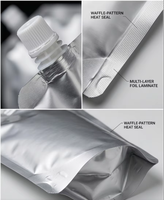 Pochettes souples argentées personnalisées avec logo imprimé et bec verseur, 100ml, 250ml, 500ml, pour lait, aliments pour animaux, réutilisables, de qualité alimentaire, recyclables, pour détergent liquide