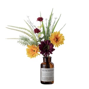 Bouquet de fleurs artificielles Gerberas Note, vase tissé en plastique, décoration d'intérieur, accessoires de mariage CF01248 - Product Image 5