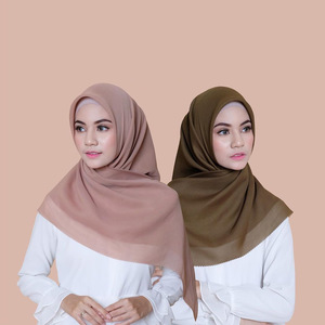 Commercio all'ingrosso A Buon Mercato Lacer Taglio Quadrato 110*110cm Hijab Bawal Lunghi di Cotone Tinta Unita Sciarpa Tudung Indonesia Cotone Hijab - Product Image 1