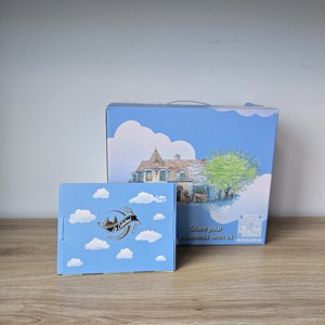 Cloud <span class=keywords><strong>Café</strong></span> Series Ensemble d'emballage imprimé nuage bleu Sacs en papier Coffrets cadeaux et boîtes à emporter pour boulangerie <span class=keywords><strong>Café</strong></span> Dessert Marque - Product Image 4