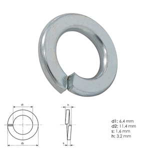 Zinc-plated Grower <b>washers</b> <b>M6</b> DIN127 Quality 6.0 - Product Image 1