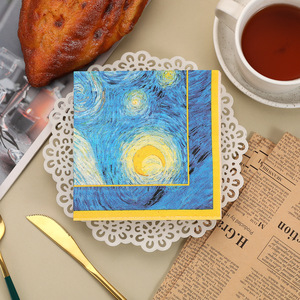 Van Gogh Starry Night Printed Paper Napkin 250x250cm Three-Layer Superior Quality Themed Party Decoration - Product Image 2