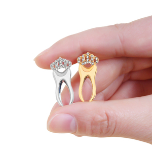 Fashion <strong>Tooth</strong> Brooches for Women Dress Lapel Pins With Crystal <strong>Crown</strong> <strong>Silver</strong> Color <strong>Teeth</strong> Dentist Jewelry Button Badges Kids Gifts - Product Image 3