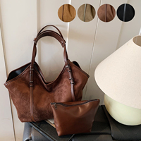Bolso Tote de Gamuza, Bolso de Mano de Cuero Vegano Nubuck, Bolso de Hombro Extra Grande, Gros Sac a Main Pour Femme, Bolso Tote para Mujer con Bolsa Interior AE01