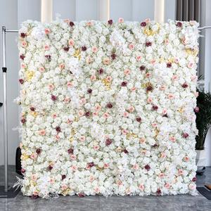 Versátil Panel de Flores Artificiales Enrollable 3D 5D de 8 pies x 8 pies para Decoración de Fondo en Bodas, Fiestas y Eventos - Product Image 1