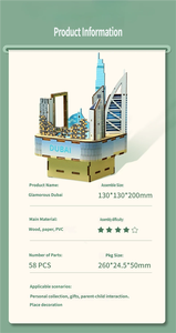Caja de Música de Madera con Diseño de Arquitectura de Dubái, Rompecabezas 3D DIY para Armar, 51-100 Piezas, Melodía Creativa Educativa - Product Image 6