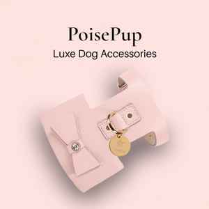 Arnés para perro de cuero genuino hecho a mano con estilo, lindos perros pequeños | Regalos de alta calidad para cachorros, niños y niñas, mascotas, rosa claro - Product Image 1