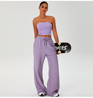 Pantalon de yoga décontracté pour femme, coupe ample, avec cordon de serrage, poches, pour la course à pied et le fitness au quotidien