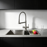 Robinet de cuisine moderne en acier inoxydable avec filtre à eau 4-en-1 et robinet mélangeur 4 voies pour eau potable
