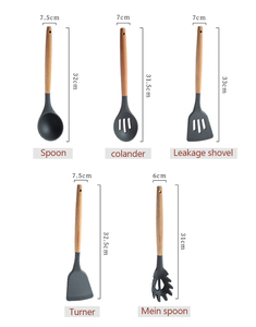 Juego de 5 Utensilios de Cocina de Madera de Acacia con Espátula y Cucharón de Silicona, Esenciales para el Hogar, Aptos para <span class=keywords><strong>Lavavajillas</strong></span> - Product Image 5