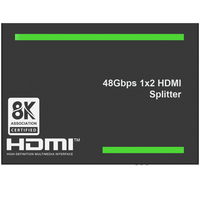Splitter HDMI 48G 8K 1X2, Layar 8K ke 4K atau 8K/4K ke 1080P dengan Auto Downscaling untuk Monitor Ganda