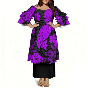 Prix de gros 2026 Vêtements pour femmes Puletasi Samoan à motif polynésien, grande taille, design de luxe, épaules dénudées - Product Image 1