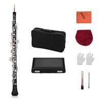Professional Oboe C Key Semi-automatic Style Nickel-plated Keys Woodwind Instrument with Oboe Reed Gloves Leather Case Carry Bag