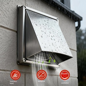 Ventilation murale carrée en acier inoxydable 304 de 4 pouces (100 mm) avec couvercle carré et <span class=keywords><strong>clapet</strong></span> anti-retour. - Product Image 3