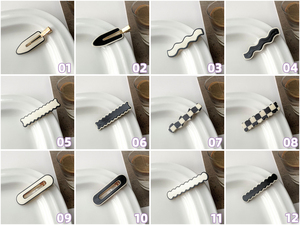 Pinza para el pelo retro coreana a cuadros 2025, antideslizante, para flequillo lateral, sin costuras, en blanco y negro, de plástico, para mujer - Product Image 5