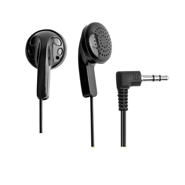 D1000 Wholesale Cheap 3.5mm/35mm Disposable In-Ear Stereo Black Earphones OEM Bulk for Airplane Wired Music Headphones