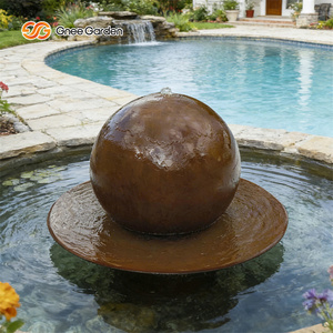 Fontaine à eau en acier corten personnalisable GNEE, rouge rouillé, résistante aux intempéries, moderne, pour jardin extérieur, montage au sol - Product Image 1