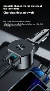 3-in-1 PD Car Charger 75W <b>USB</b> Fast <b>Charging</b> Retractable Type <b>C</b> <b>Cable</b> 100W Smart QC3.0 Short Circuit Mobile Phone Charger 5V/2A - Product Image 2