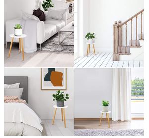 Supporto <span class=keywords><strong>per</strong></span> Piante da Interno in Legno Stile Mid-Century Moderno, Tavolino Alto <span class=keywords><strong>per</strong></span> Vasi di Fiori, Tavolino Rotondo Piccolo - Product Image 5