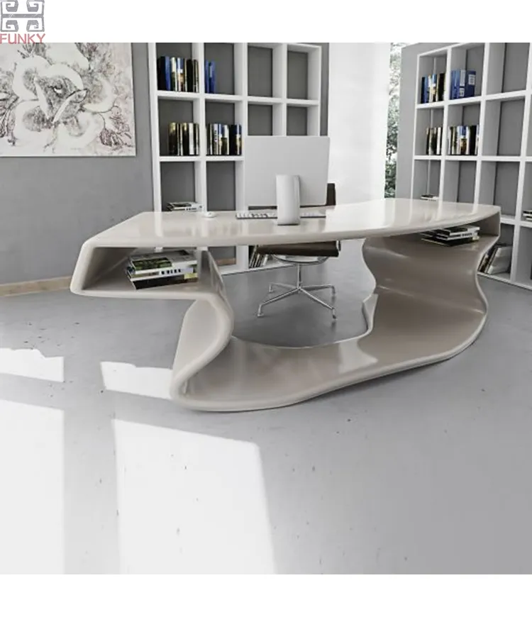 Special art design KRIONS solid surface office table with glass top