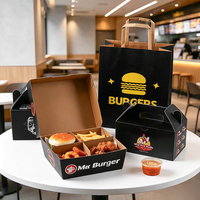 Cajas de Papel para Comida Rápida Biodegradables y Ecológicas con Logotipo Impreso Personalizado, para Hamburguesas, Papas Fritas y Pollo Frito, con Relieve