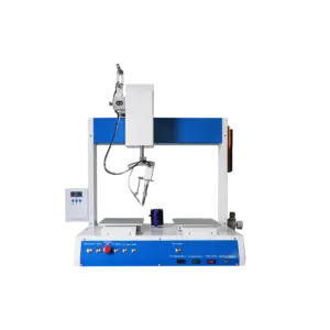 PCB board Soldering Desktop Cable LED Automatic Soldering Machine With Single Soldering Head & Double Work Platforms with R Axis