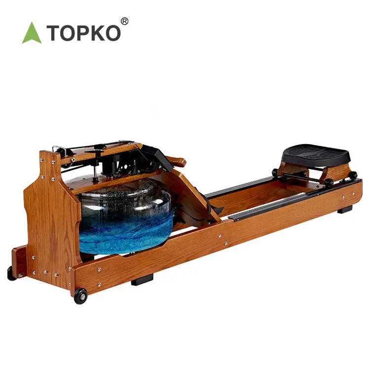 TOPKO Commercial Foldable Wood Row Resistance Water Gym Equipment Fitness Home Indoor Tank Rowing Machine
