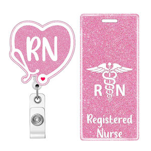 Nouvel ensemble <span class=keywords><strong>infirmière</strong></span> cadeau RN Badge bobine et Badge copain ensemble RN <span class=keywords><strong>Caducée</strong></span> médical infirmier étudiant porte-Badge accessoires de bureau - Product Image 4