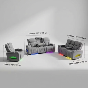 Sofá reclinable cuadrado eléctrico inteligente con luces LED de colores, totalmente funcional, se puede bajar y plegar, adecuado para cualquier espacio. - Product Image 3