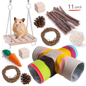 Natural Wooden <strong>Hamster</strong> Toys Rabbit <strong>Hammock</strong> Swing Pet Supplies <strong>Hamster</strong> Chew Toys Set - Product Image 2