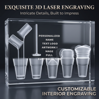 Cube en cristal gravé au laser 3D personnalisé Neelpure avec design de gobelet à boisson, souvenir d'entreprise personnalisé, ornement