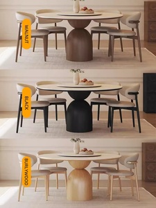 Bàn ăn gỗ nguyên khối kiểu Pháp cổ điển với bốn ghế kết hợp Căn hộ đơn giản cao cấp Biệt thự Bàn tròn - Product Image 5