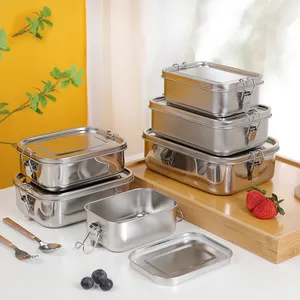 Stainless Steel Lunch Box Large Metal Bento Container With Divider Food Compartments Bento Lunch Box Kid For Adults