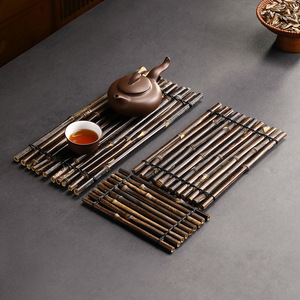 Bandeja de té de bambú hecha a mano, rectangular, estilo Wabi Sabi, tapete aislante del calor para mesa de preparación de té seco, base para taza de té, soporte para tetera - Product Image 5