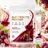OLLI Poudre d'électrolytes saveur vin rouge sans alcool, mélange pour boisson hydratante, 30 sachets de 150g, pour une récupération rapide