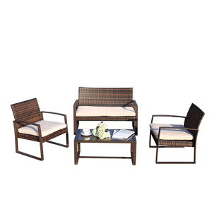 Divano moderno da esterno in rattan con terrazza, mobili da giardino economici di alta qualità, divano in vimini di lusso, set 4 - Product Image 2