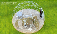 Tente de camping de luxe chauffée écologique quatre saisons à double couche coque rigide protection UV dôme transparent maison de désert