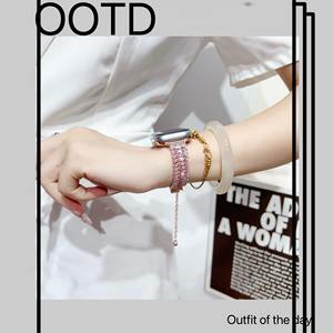 Forwelleny Candy Square Diamond Pull pulsera de lujo de aleación de Metal correa de pulsera para Apple para Redmi para <span class=keywords><strong>Huawei</strong></span> para Mi 8 9 10 - Product Image 5